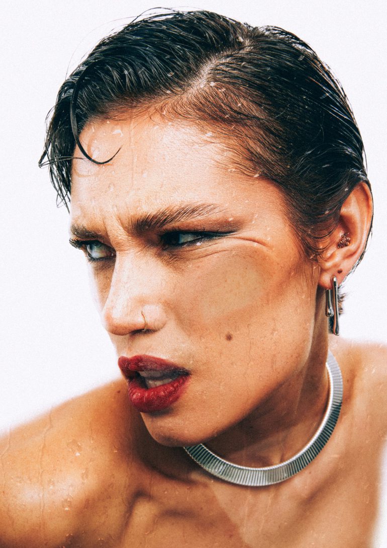 Beach editorial shell portrait